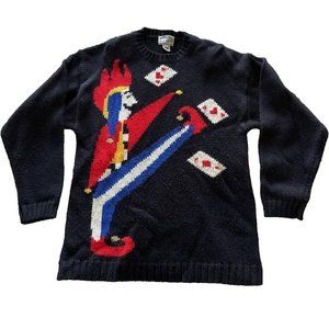 VILLAGER STORYBOOK KNIT Vintage Ugly Sweater Joker Cards UNISEX Sz Large HTF!